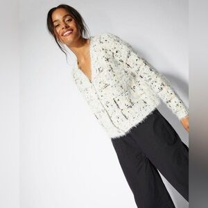 Minkpink Size M Kellie Cardigan Sweater Chunky Knit Buttons Cream Gold Black